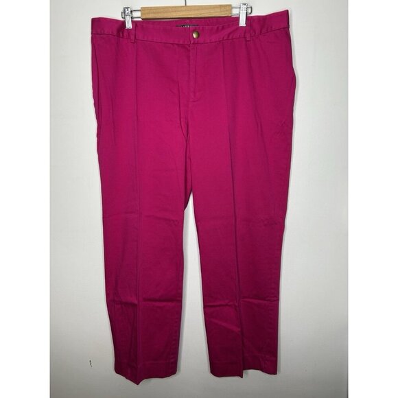 Lauren Ralph Lauren Womens Straight Leg Pants Pink Stretch Twill Size 18W - Picture 1 of 9